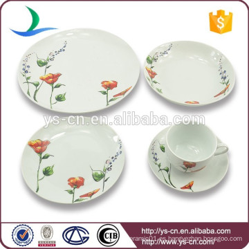 Decoración de la flor de la forma redonda blanca de la cena de la porcelana